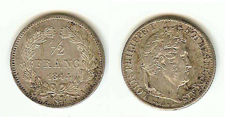 1/2 Franc Louis Philippe I 1844A Paris EF+/AU